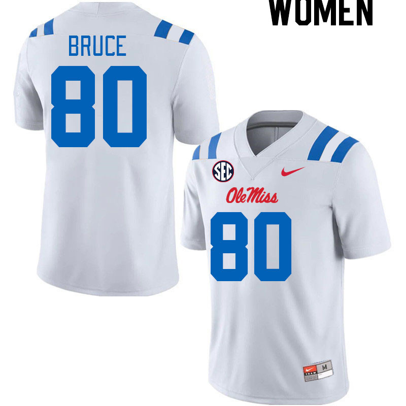 Women #80 Zamari Bruce Ole Miss Rebels 2024 New Uniforms College Football Jerseys Stitched-White